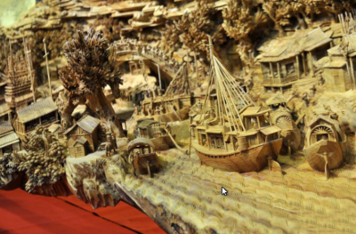 Работа художника Чжэн Chunhui. Фрагмент реки с лодками.Фото Мин Lv.png