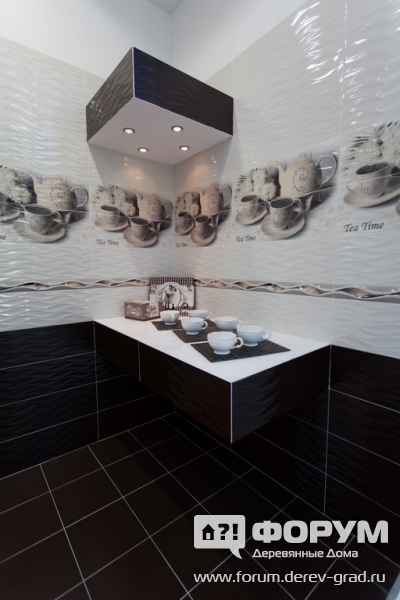 Пример отделки кухни, керамической плиткой Bisazza