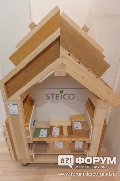 0109 Стойка с материалами и примерами технологий компании STEICO