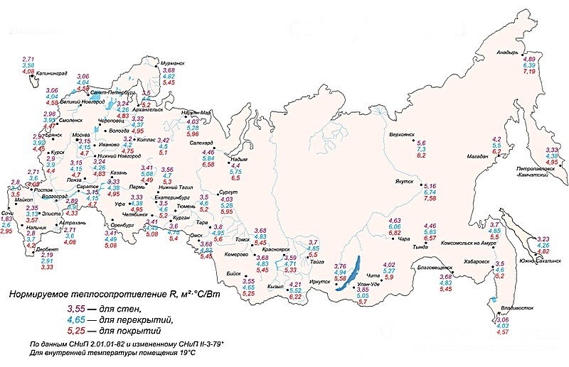 нормируемое теплосопровтивление R