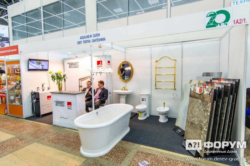 компания AQUALINE-M салон - Свет, плитка, сантехника - стенд