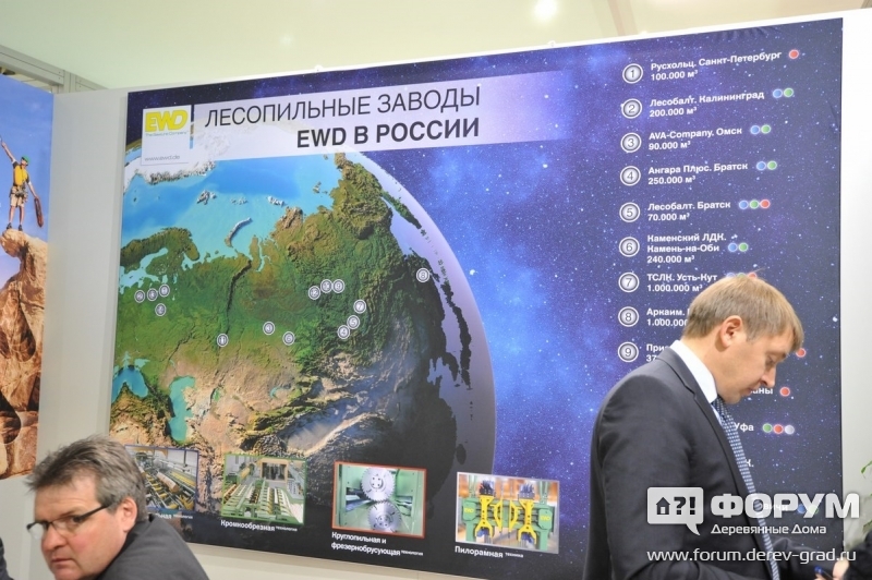 Схема размещения лесопильных заводов ЕВД (EWD) в России